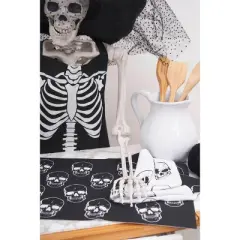 C&F Home Skully Black & White Halloween Dishtowel Set of 2