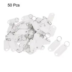 Unique Bargains 50 Pcs White Plastic Luggage Fobs ID Label Name Tag Badge Clip Holder Keyring