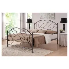 Queen Zinnia Tree Style Metal Platform Bed Antique Bronze - Baxton Studio