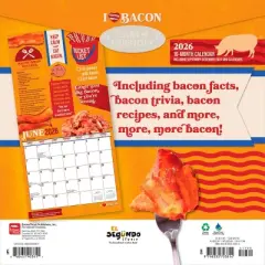 BrownTrout I Love Bacon 2026 12"x24" Hanging Square Wall Calendar Plastic-Free