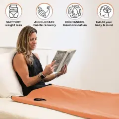 LifePro Far Infrared Sauna Blanket &ndash; Large Pink Portable Home Sauna for Detox & Relaxation | Temp Range: 77&ndash;176 &deg;F