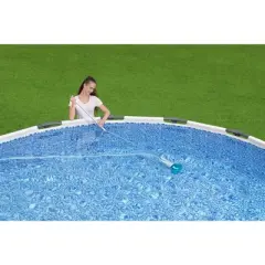 Bestway Flowclear AquaCrawl 88 Inch Pool Vacuum for 15 Feet Above Ground Pools with Removable Debris Bag, Suction Nozzle, Skimmer Head, and Adapters