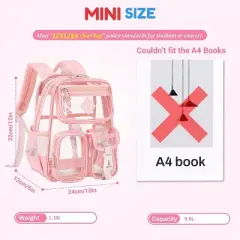 Mini transparent backpack,suitable for sports events,concerts,Multi - Pocket Transparent School & Travel Bag