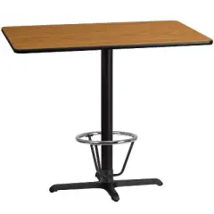 Flash Furniture 30'' x 48'' Rectangular Laminate Table Top with 23.5'' x 29.5'' Bar Height Table Base and Foot Ring