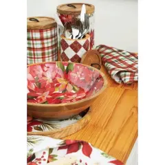 Gallerie II Poinsettia Xmas Mango Wood Canister Md