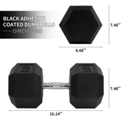 Signature Fitness Hex Single Dumbbell Non-Slip Free Weights Full Body Strength Training Home Gym Workout Equipment Set, 80 Pound, Black