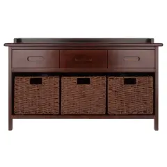 4pc Adriana Storage Bench with Baskets Walnut - Winsome