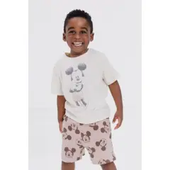 Disney Mickey Mouse Cotton Gauze Button Down Shirt, T-Shirt and Shorts 3 Piece Outfit Set Infant