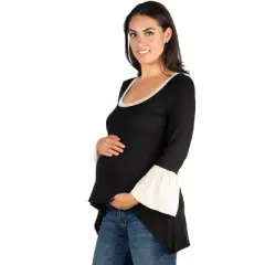 Womens Maternity Bell Sleeve Hi Low Tunic Top
