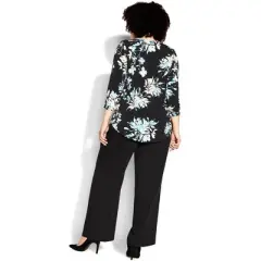 Women's Plus Size Chloe Zip Print Top - blue floral | AVENUE