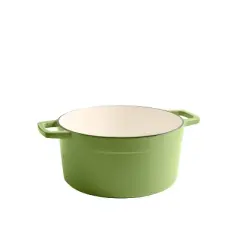Martha Stewart 5qt Enameled Cast Iron Dutch Oven with Lid Bay Leaf: Oven-Safe, Smooth Surface Induction Compatible