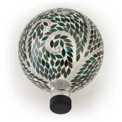 12" Mosaic Glass Gazing Globe with Scroll Pattern - Alpine Corporation: Outdoor Decorative Sphere