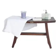 DecoTeak&reg; Satori&reg; 24" Teak Wood Shower Bench in Woodland Brown Finish