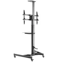 Monoprice Premium Height adjustable TV Display Cart for 37" to 70" Displays max 110 lbs with Portrait-to-Landscape Rotation, Hand Crank Height