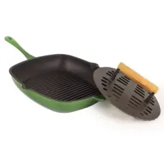 BergHOFF Neo 2Pc Cast Iron Set: 11" Grill Pan & with Slotted Steak Press