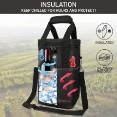 OPUX Wine Bag, 4,6 Bottle Cooler Insulated Tote Carrier Travel Picnic BYOB, Leakproof Padded Portable Party Christmas Gift