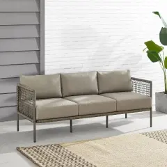 Cali Bay Outdoor Wicker Sofa - Taupe/Light Brown - Crosley