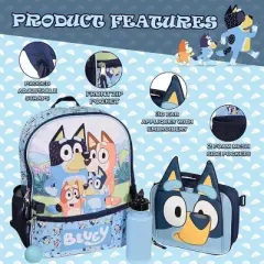 Bluey Girls & Boys Toddler 4 Piece Backpack Set for Kindergarten