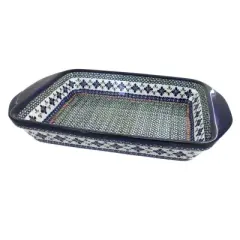 Blue Rose Polish Pottery 1446 Zaklady Extra Large Rectangular Baker