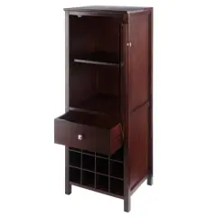 Brooke Cupboard 1 Drawer and Wine Holder Walnut - Winsome