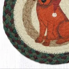 Earth Rugs Hand-Stenciled Dog Art Trivet &ndash; Holiday Table Accent in Natural Jute