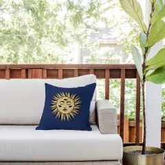 Deny Designs Avenie Vintage Sun Outdoor Throw Pillow Blue
