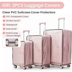 Gulches Luggage Sets 3 Piece(20/24/28), Expandable Carry On Luggage ,100% PC Hard Shell and Lightweight Suitcase with Front Pocket and Spinner Wheels