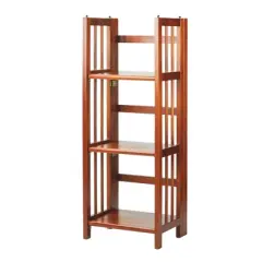 Casual Home 331-39 3 Shelf 14 Inch Folding Office Furniture Wood Bookcase, Mahogany (2 Pack)