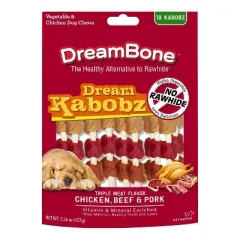 DreamBone Rawhide Free Dream Kabobz with Real Chicken,Beef and Pork Dog Treats - 18ct