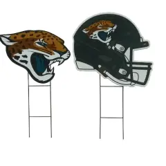 NFL Jacksonville Jaguars 2pk Logo and Helmet Garden Stake Set