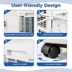 Costway Portable Air Conditioner 8000 BTU 3 in 1 AC Unit with Fan & Dehumidifier Sleep Mode 5100 BTU(8000BTU ASHRAE)
