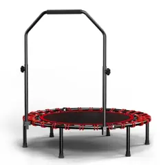Okak 40in Foldable Trampoline with Adjustable Handle, Low Noise Indoor Trampoline with 6 Durable Legs, Mini Trampoline for Small Space, Black