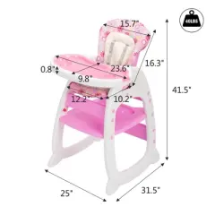 TopComfy Infant Seat Adjustable Highchair for Baby Toddler Dinning Table with Feeding Tray, Suitable for Dining Room, Pink, 25"*16.75"*41.5"
