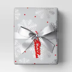 30&rdquo; 20 sq ft Christmas Roll Wrap Silver Snowflake on Grey - Wondershop&trade;