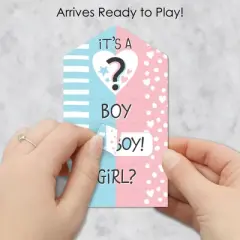 Big Dot of Happiness Boy Baby Gender Reveal - Party Game Pickle Cards - Team Boy or Girl Pull Tabs - Set of 12