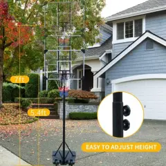 Portable Basketball Goal, Basketball Stand 5.6-7 Ft Adjustable Height With 32 Inch Backboard & Wheels Basketball Hoop for Kids Teens Grown-ups