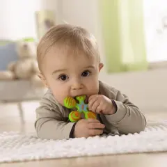 HABA Silicone Teethers for Babies 6-18 Months - Star Design Silicone Teether Ring and Grasping Toy for Safe Sensory Development