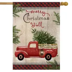 Briarwood Lane Double Sided House Flag 40x28 For Outdoor Merry Christmas Y'all For Christmas House Flag