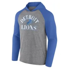 NFL Detroit Lions Men's Gray Full Back Run Long Sleeve Lightweight Hooded Sweatshirt