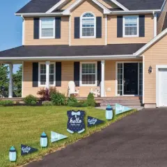 Big Dot of Happiness Hello Little One - Blue and Navy - Yard Sign & Outdoor Lawn Decorations - Boy Baby Shower Yard Signs - Set of 8