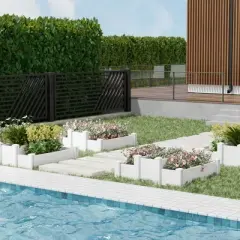 Lirago 48" x 37" x 13" White PVC Modular Garden Fence Panel-Durable Easy to Install Soil Improvement Solution