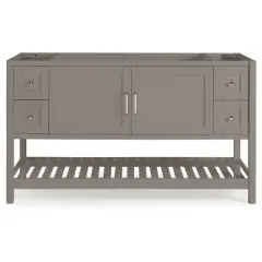 Alaterre Furniture 60" Bennet Vanity Cabinet Gray: Wood Composite, Freestanding Base, 34" Height