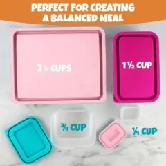 Bentology Pink Snack Buddies - Mini Bento Snack Lunch Box w 4 Meal Containers & Lids - BPA, PVC Free &ndash; On-the-Go - Back to School or Office Lunchbox