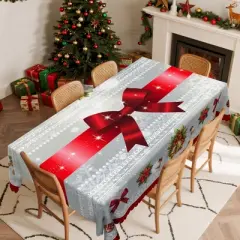 LOVEVOOK Holiday Tablecloth Christmas Table Cloths, Washable Polyester Fabric Table Covers for Dining, Party Holiday Decor