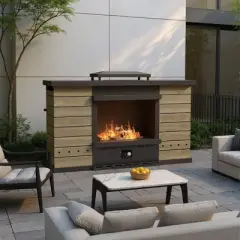 YARDSIGHT Propane Gas Ventless Fireplace, 50,000 BTU, Iron Material with Wood Grain & White Heat Transfer, Antique Bronze Finish