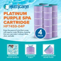 Hurricane 12 Pack HF7459-04P Platinum Purple Pool Filter Cartridge for PJAN85, Unicel C-7459, Filbur FC-0800, Jandy Industries CCL-340,CV 340