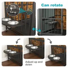 Dog Crate Furniture, Dog Crate for Large Medium Dogs, Wooden Dog Kennel End Table, 37.8" Dog Cage Large Dogs with Wheel & with Flip-Top