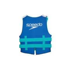 Speedo Youth Life Jacket Vest - Blue/White: Zipper & Buckle Closure, 50-90 lbs