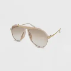 Women's Solid Plastic Metal Aviator Combo Sunglasses - Wild Fable&trade; Beige Nude