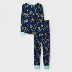 Girls' LEGO Star Wars: The Mandalorian Snug Fit 4pc Pajama Set - Navy Blue/Turquoise Blue